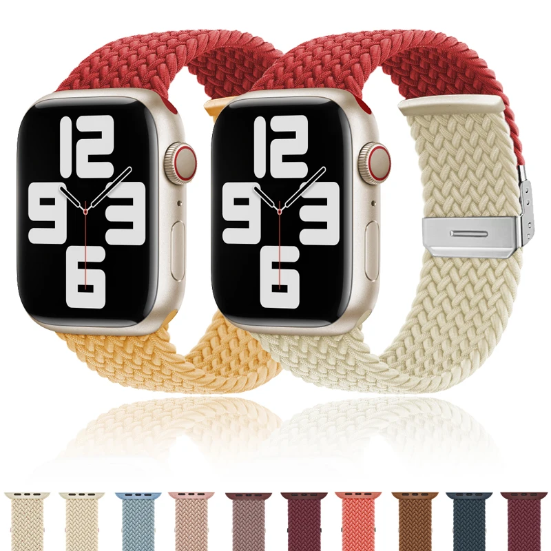 

Ремешок Плетеный для Apple watch Ultra band, браслет Соло для iWatch Series 9 8 7 se 6 5, 49 мм 40 мм 44 мм 45 мм 41 мм 42 мм 38 мм