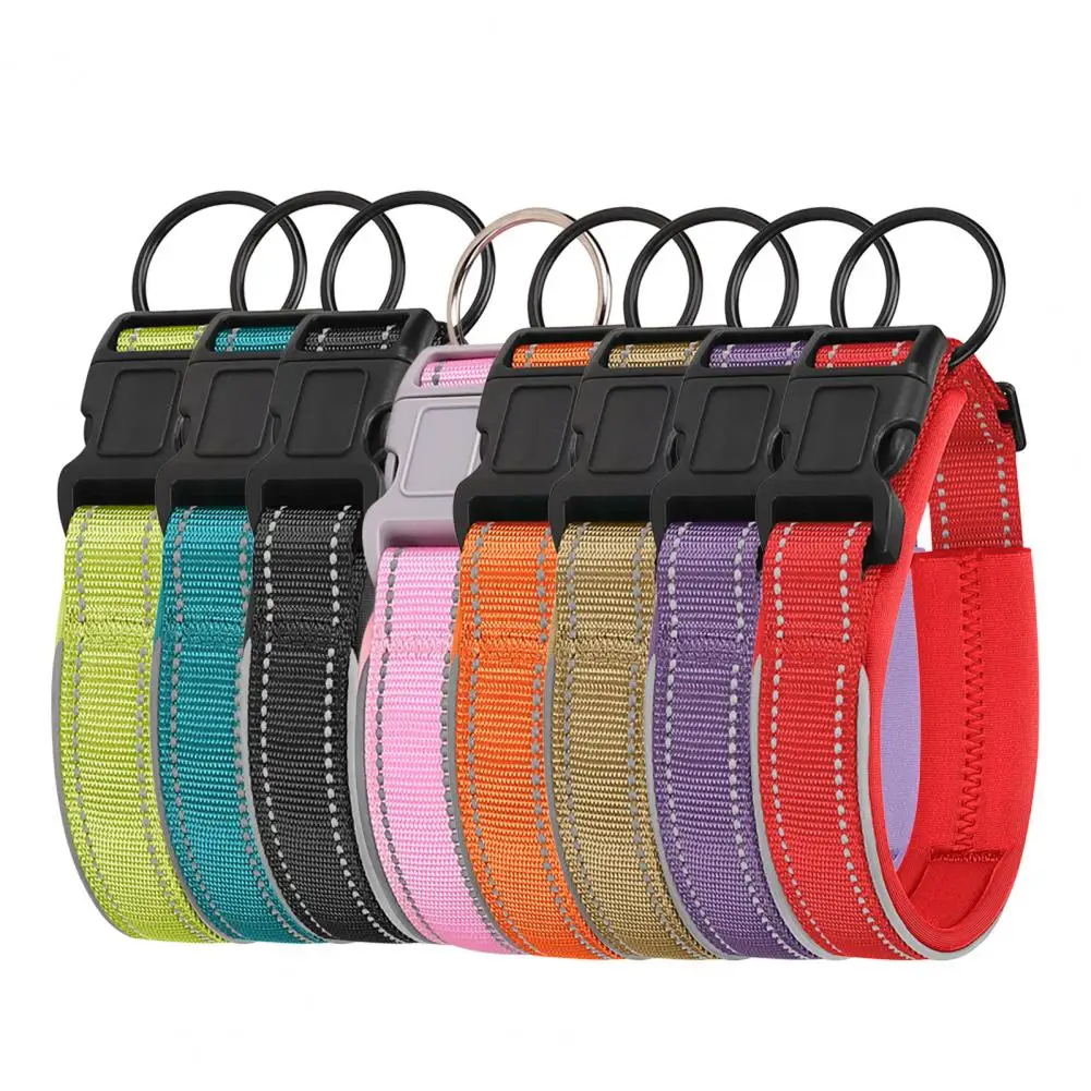 Собачий ошейник светоотражающие полоски регулируемый противоударный для щенков