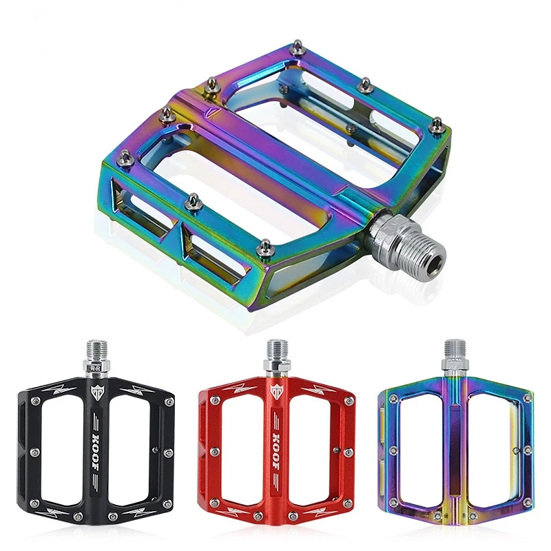 Купи Tricolor Non-slip Mountain Bike Pedal Cycling Pedal Road Bike Aluminum Alloy Hollow Pedal Bearing Bicycle Accessories за 1,696 рублей в магазине AliExpress