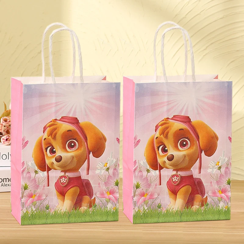 48/24/12/6pcs Paw Dogs Patrol Birthday Party Decorations Bags Girls' Supplies Cartoon Box Baby Shower Candy Pocket Festival Gift