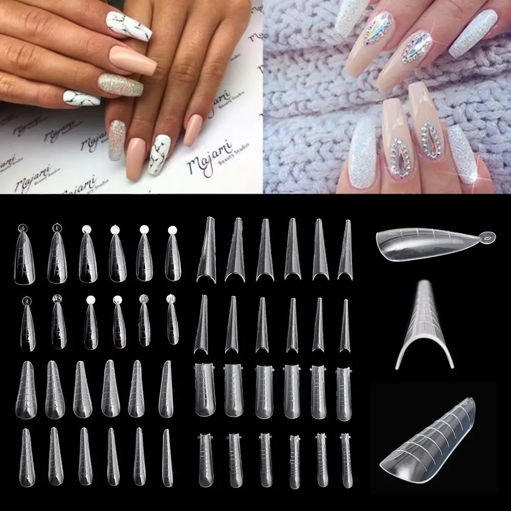 

60Pcs/Bag 4 Types Professional Manicure Tools DIY False Nail Tips Fake Nails Extension Nail Mold Nail Dual Form