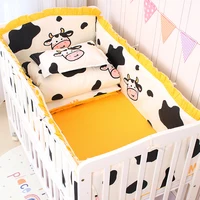 6/9pcs Cow Elephant Baby Bedding Set Cotton Bedroom Decor Baby Girl Boy Crib Bed Linens Bed Bumper 120*60/120*70cm