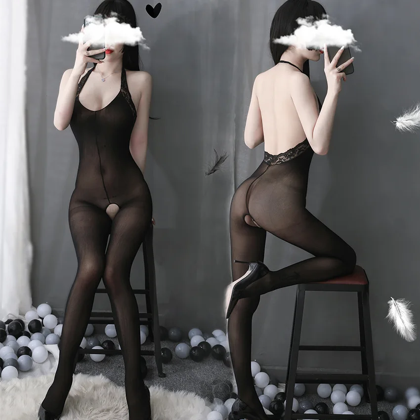 

Sexy Perspective Lace Backless Bodystocking Teddies Bodysuits Open Crotch Elasticity Mesh Lingerie Sexy Erotic Porno Underwear