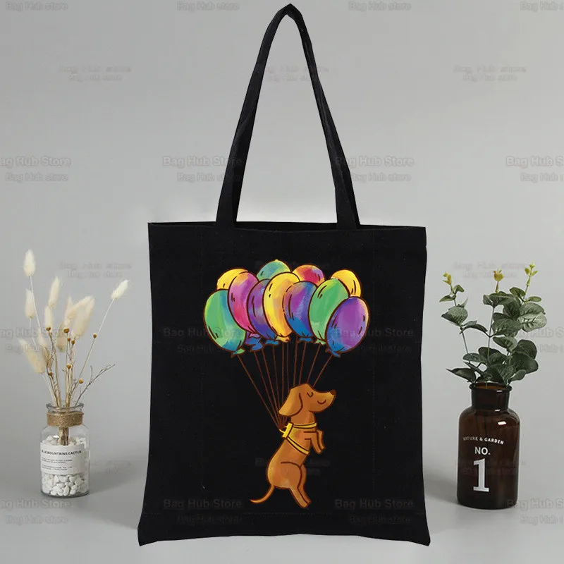 

Dachshund Teckel Cute Dog Women Shopping Canvas Bag Female Girl Tote Eco Harajuku Shopper Shoulder Bags,Drop Ship