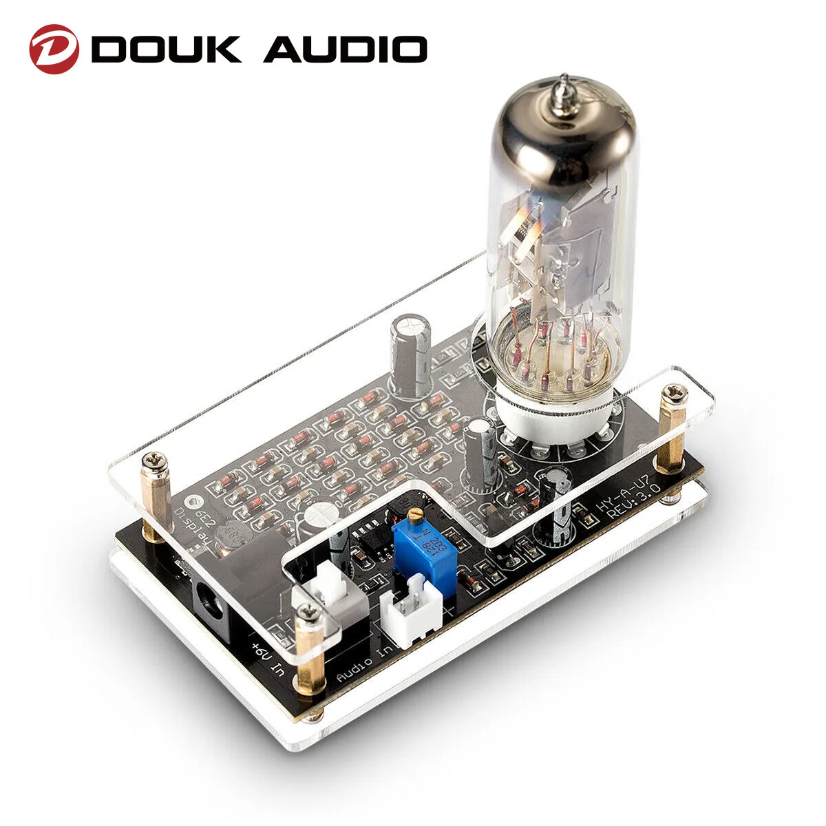 

Douk audio HiFi Mini Magic Eye 6E2 EM87 Preamp Tube Audio Level Indicator VU Meter Driver Board With Case