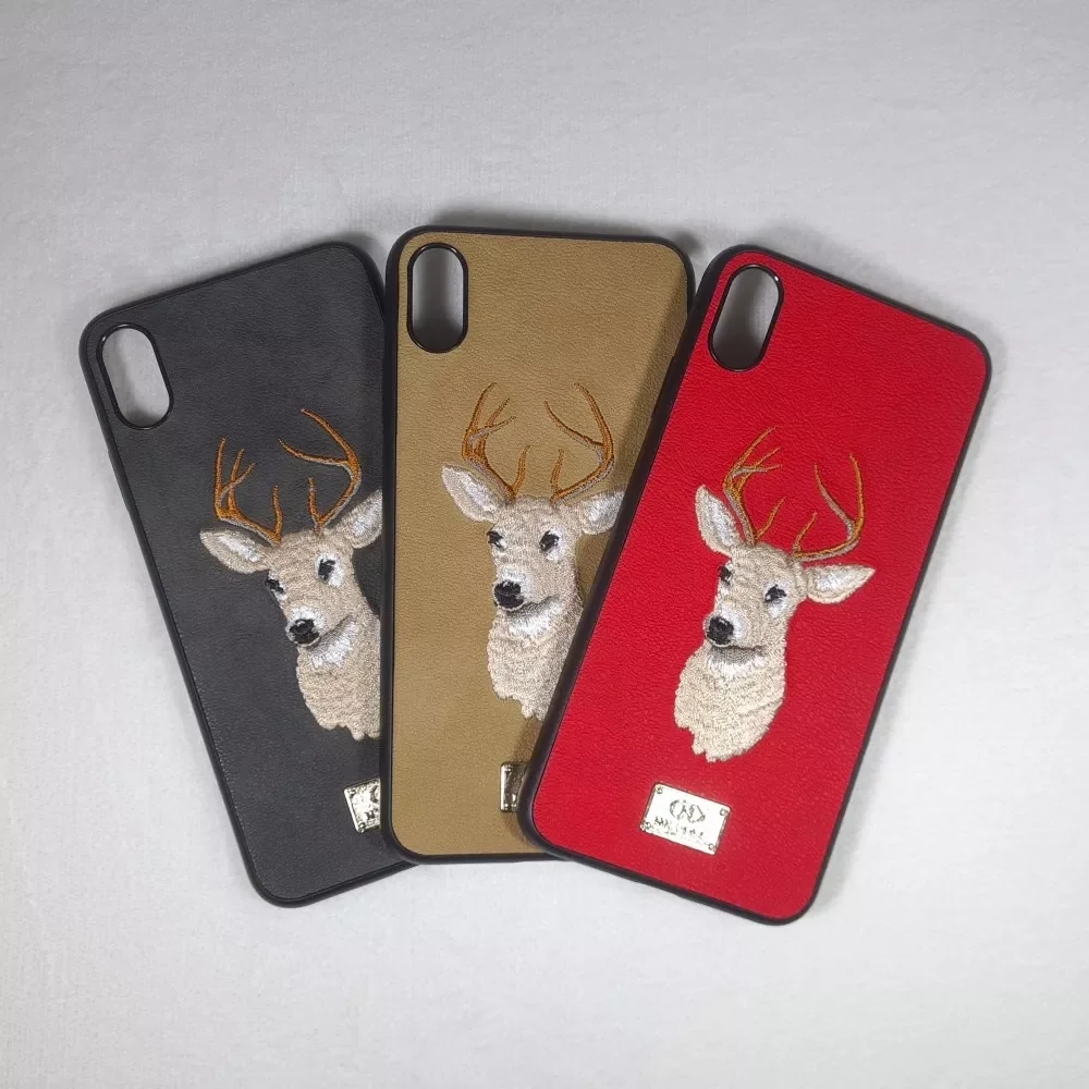 

Soft plastic case with leather and fabric for , multi-colored case with raven design, case for iPhone XS Max