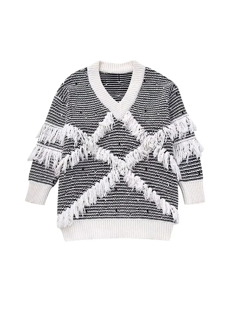 

TRAF 2023 Women Sweater Knitwear Thick Warm Knitted Tops Pullover Sweaters Sweet Autumn Winter Woman Sweater Jumpers