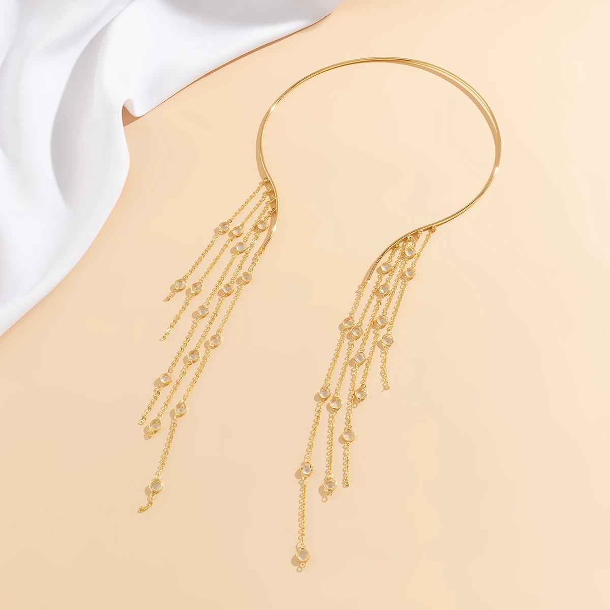 Цепочка Женская Длинная с цепочкой и кристаллами