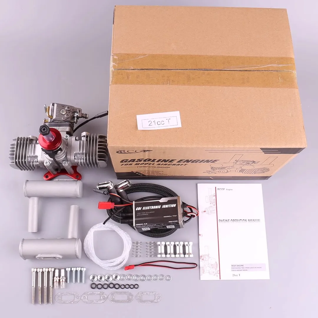 RCGF 21cc Twin 21CCT газовые/бензиновые двигатели для радиоуправляемых самолетов два