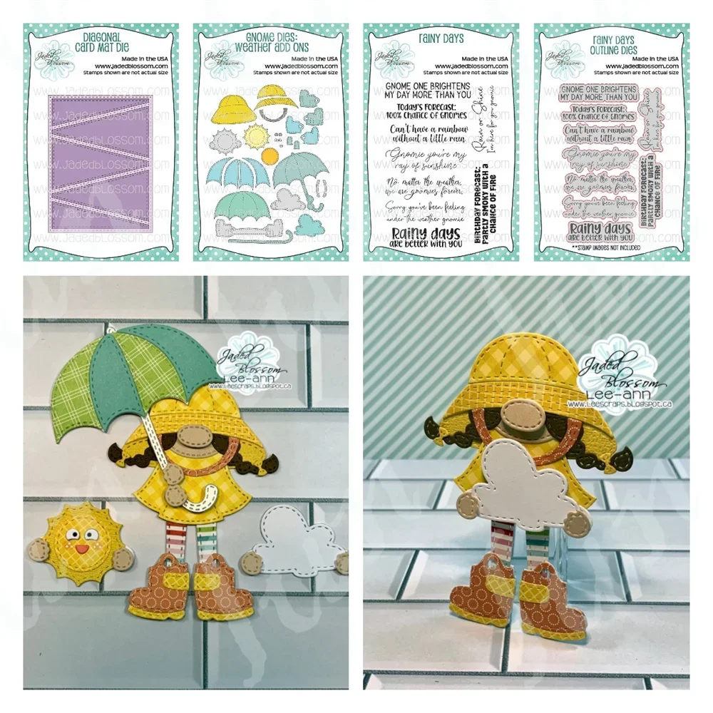 

Rainy Weather Add Ons Gnome Metal Cutting Dies Scrapbooking Clear Stamps Embossing Decoration Template New Arrivals