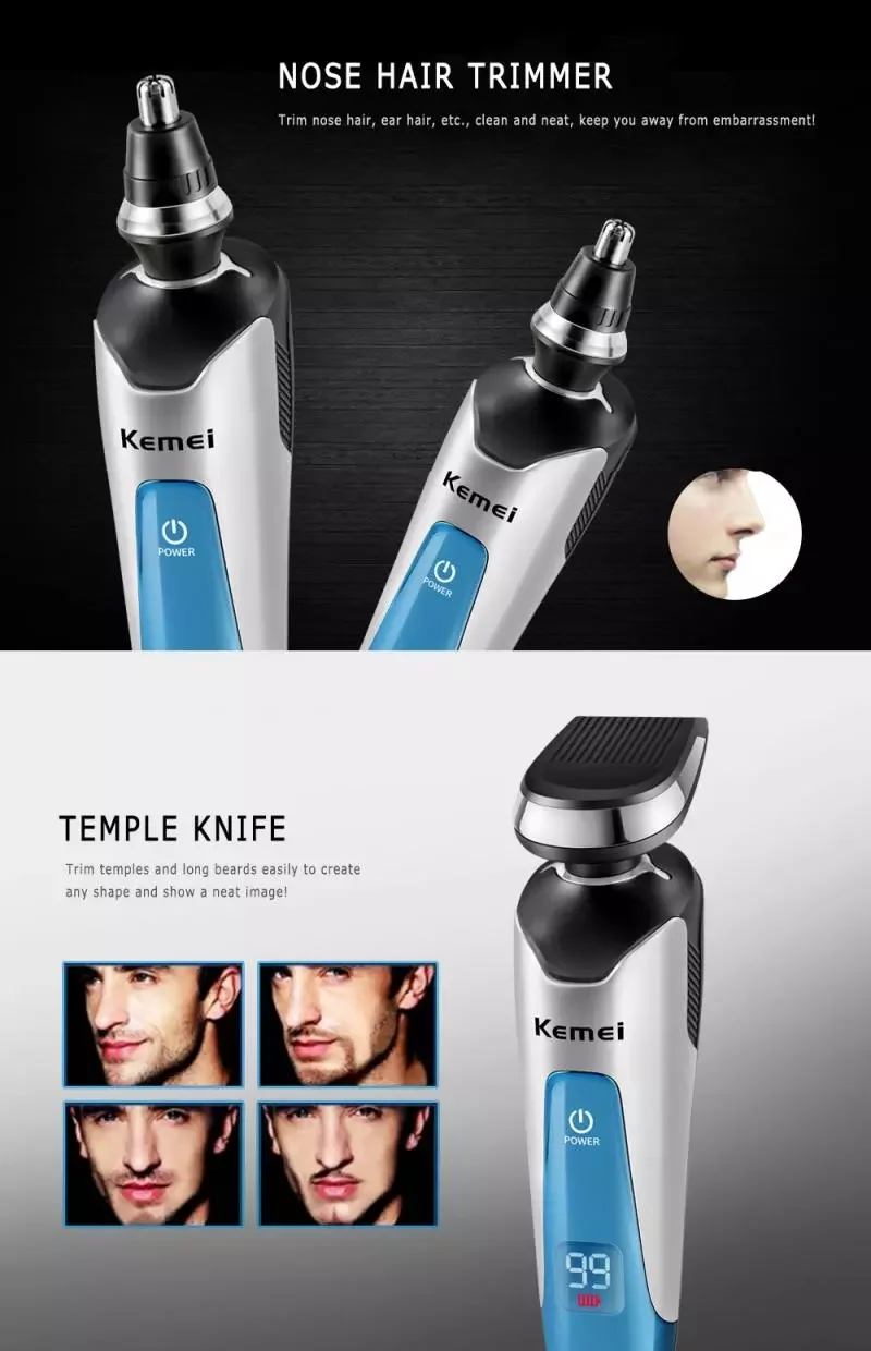 

NEW2023 Waterproof Rechargeable Washing Rotary Three-cutter Shaver Nose Organs Hair Clipper Men Hair Removal Beard Barber