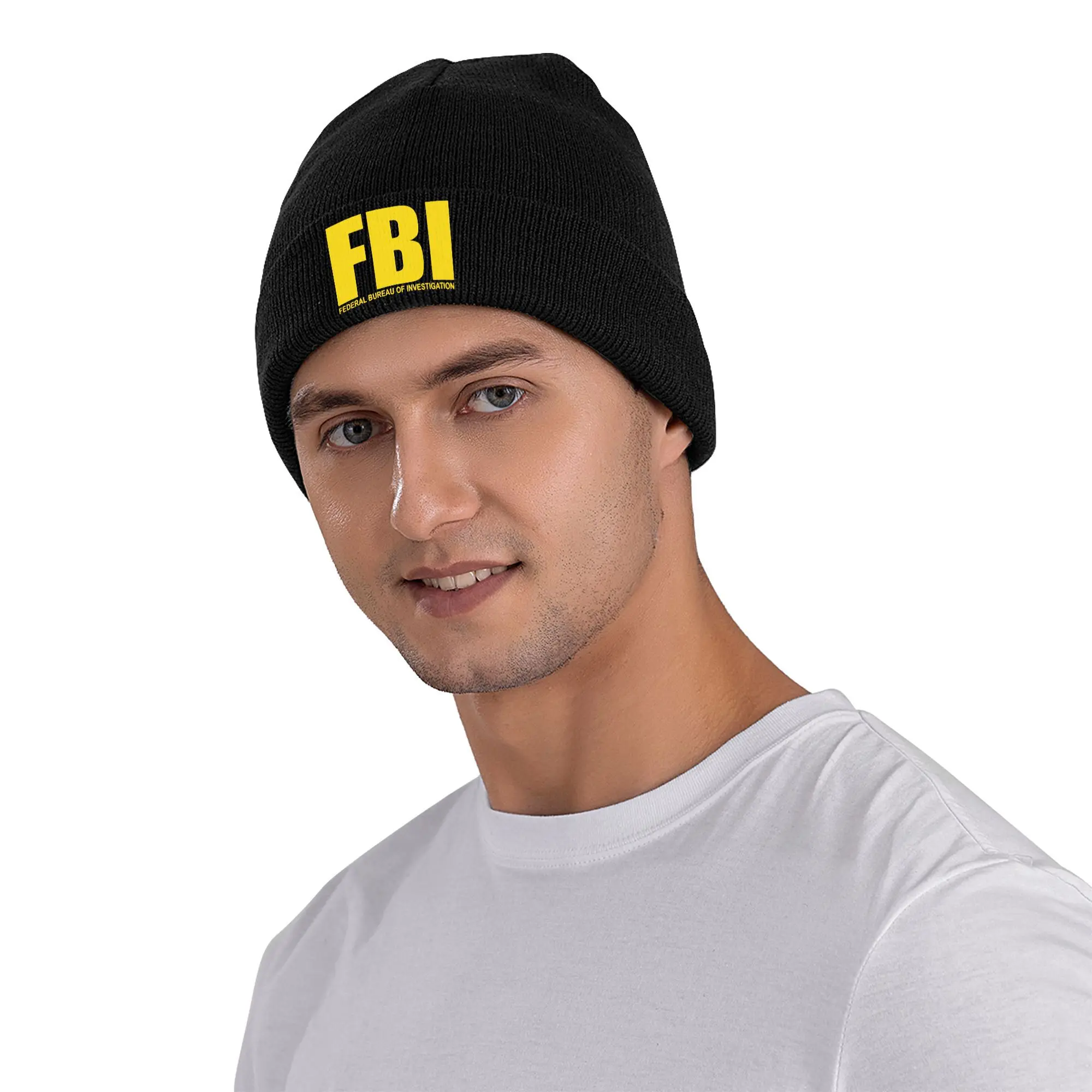 Фото Вязаная шапка с логотипом Swat F-FBI для женщин и мужчин, шапки, осенне-зимняя шапка в стиле хип-хоп, акриловая повседневная кепка в американском стиле №2