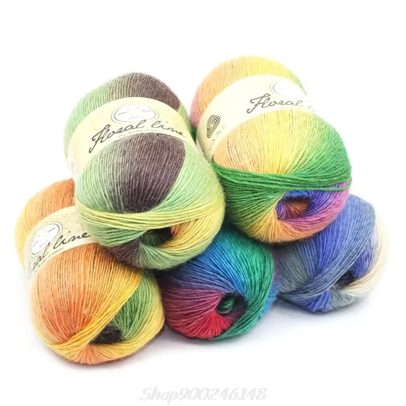 

19 Colors Soft Worsted Wool Cashmere Knitting Yarn Rainbow Gradient Colors DIY Knitting Shawl Scarf Crochet