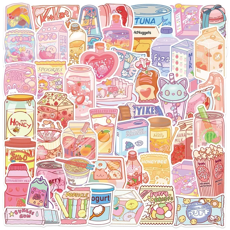 10/30/50 шт. Kawaii Ins Snack ПВХ липкая наклейка эстетическое украшение «сделай сам» Скрапбукинг школьные канцелярские принадлежности для детей