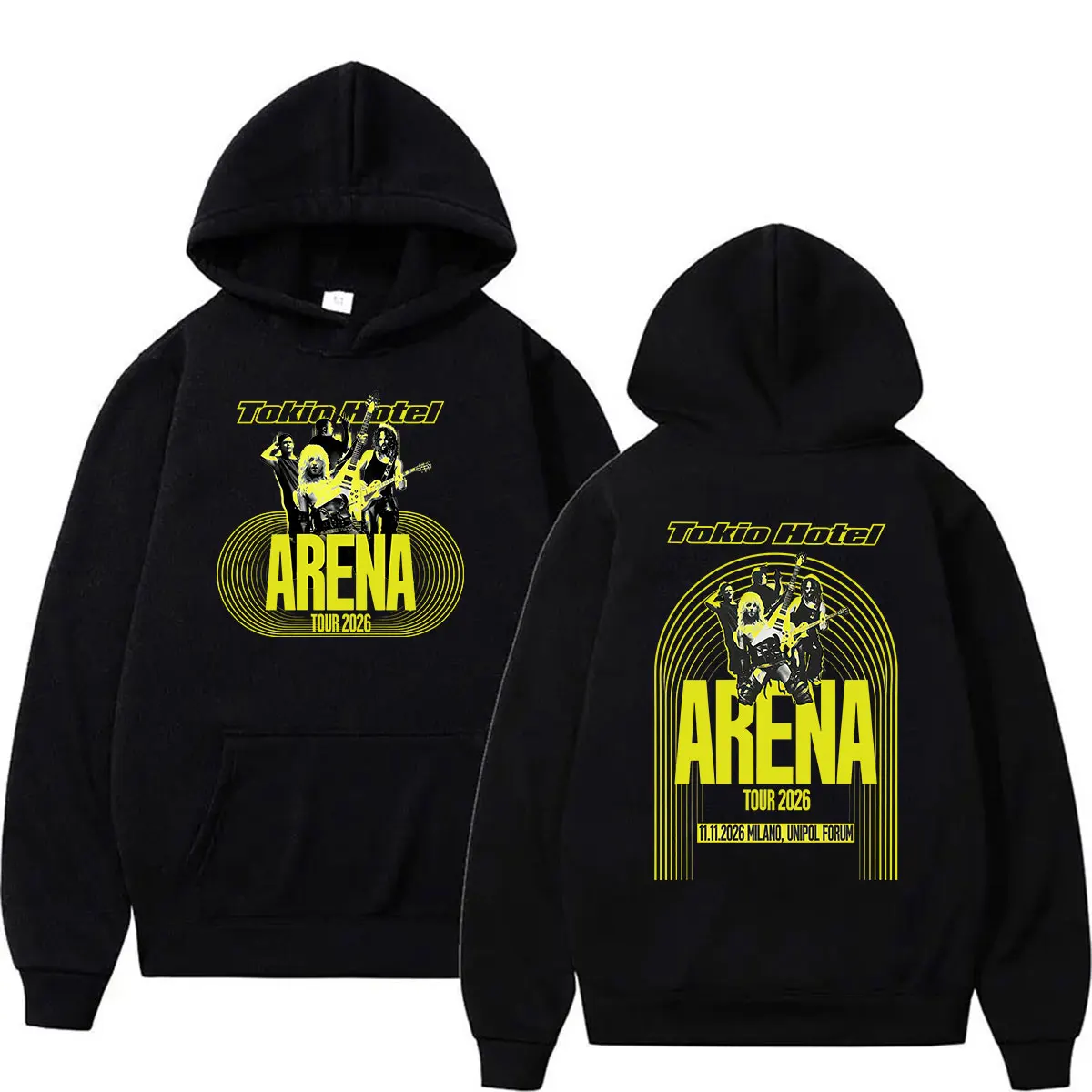 Фото Худи Tokio Hotel Arena Tour 2026, мужская винтажная модная толстовка оверсайз, хип-хоп панк пуловер, уличная одежда №1