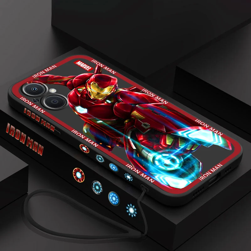 

Marvel leader Iron Man Cool Phone Case For OPPO Find X5 X3 X2 Lite Pro Neo A5 A53 A94 4G 5G Liquid Left Rope Soft Cover