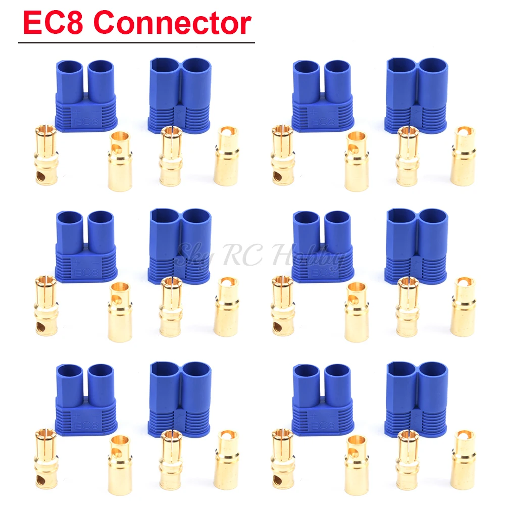 

5/10/20/50/100 Pairs EC8 Connector 8.0mm Banana Plug Bullet Connectors Female Male Plugs for RC ESC LIPO Battery / Motor Parts