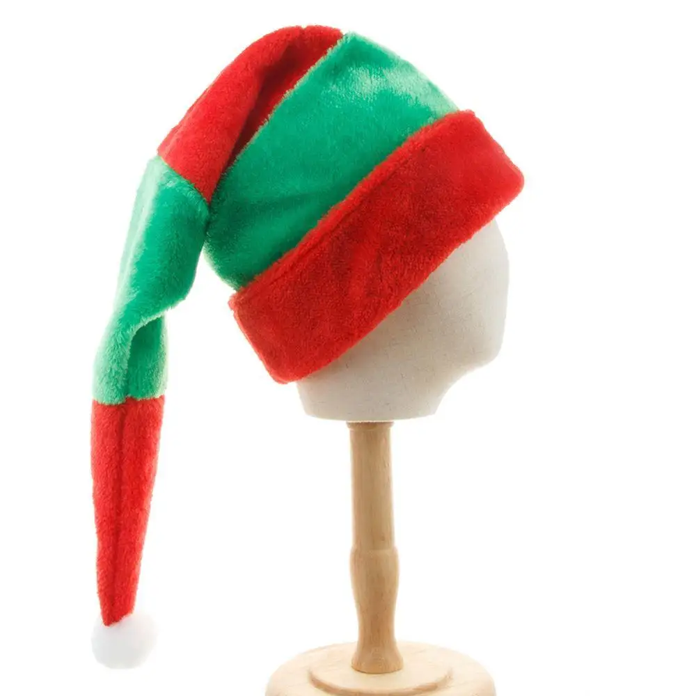 

Elk Santa Claus Plush Ball Skullies Clown Cap Women Christmas Hats Korean Winter Caps Red Green Striped Velvet Hats