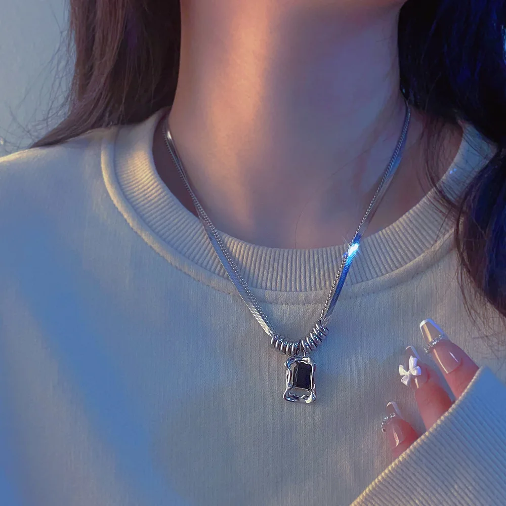 

Женское Двухслойное ожерелье, колье с цепочкой до ключицы, не выцветает