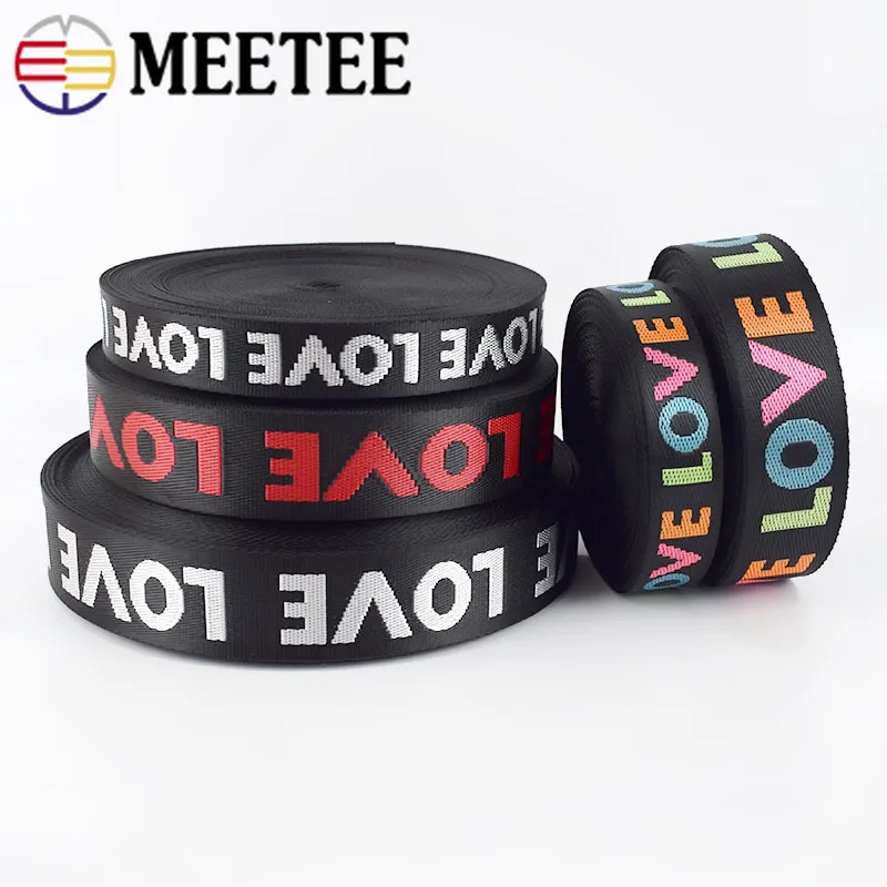 

Meetee 8yards 25/38mm Width Nylon Jacquard Webbing Tape Ribbon LOVE Belt DIY Bag Shoulder Strap Garment Decor Sew Accessories