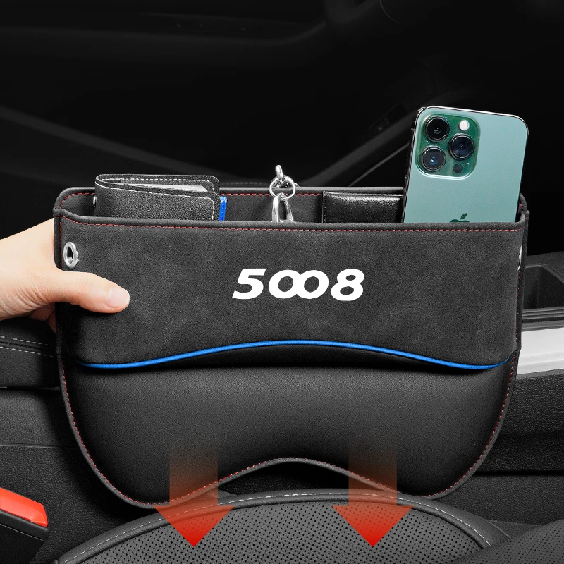 

Universal Car Seat Storage Box For Peugeot 5008 Car Seat Gap Organizer Seat Side Bag Reserved Charging Cable Hole accessories