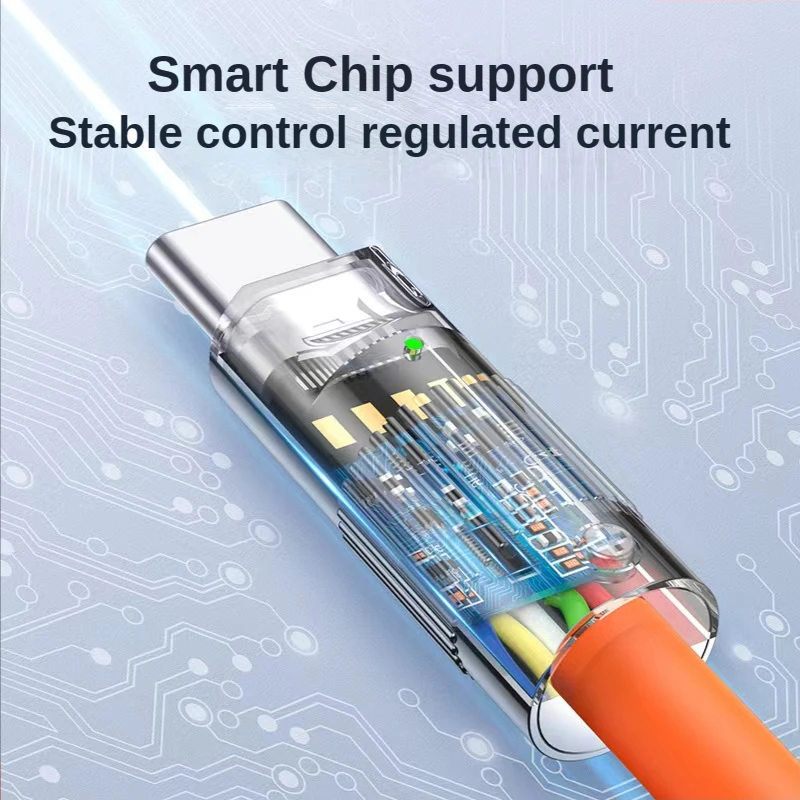 120W 6A Super Fast Charge USB Lightning Cable For iPhone 14 13 Huawei Samsung Xiaomi Liquid Silicone Quick Charger Type-C Wire