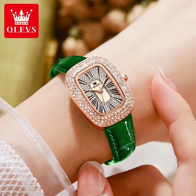 OLEVS Top Brands Luxury Watch for Woman Quartz Watches Waterproof Wrist Watches Fashion Leather Strap Ladies Diamond Watches enlarge