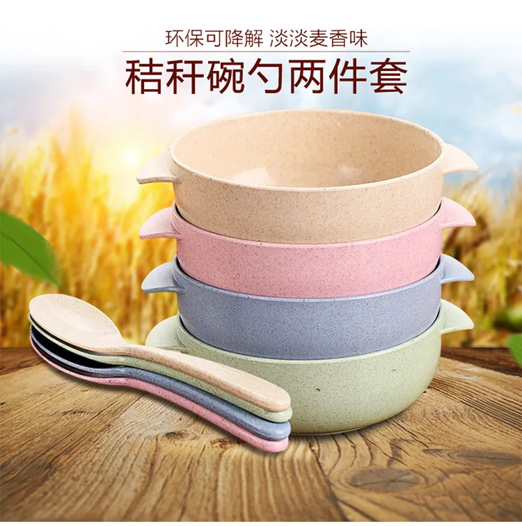 

Baby Feeding Tableware Set Eco-Friendly Toddle Kids Anti-hot Training Bowl+Spoon Baby Plate Dish Children Dishes Dinnerware