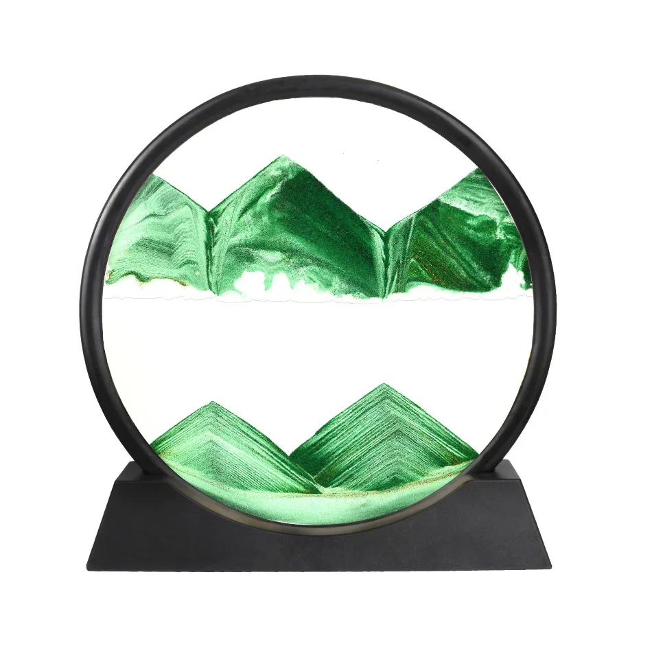 

Moving Sand Art Picture Round Glass Deep Sea 3D Hourglass Quicksand Craft Flowing Sand Painting Office Home Decor Gift