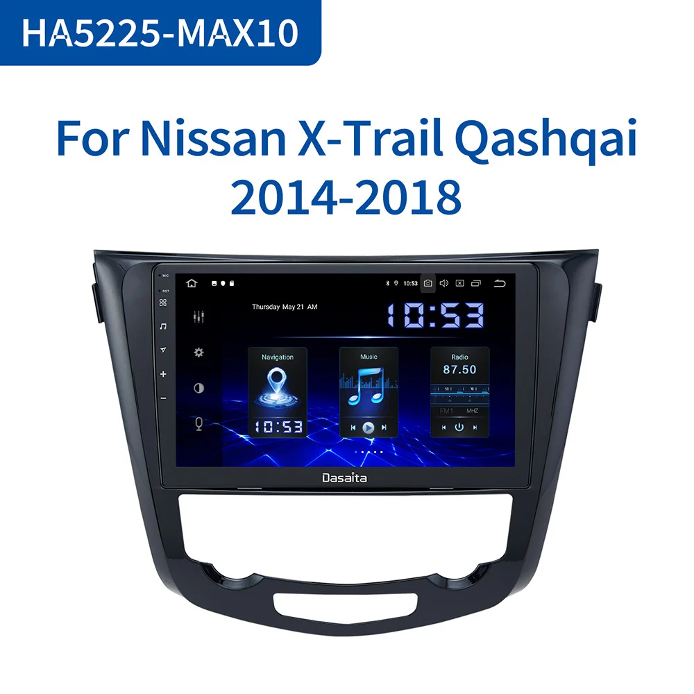 

Dasaita Car Multimedia Android for Nissan X-Trail Qashqai j11 j10 Radio 2014 2015 2016 2017 2018 2019 GPS 10.2" IPS Screen