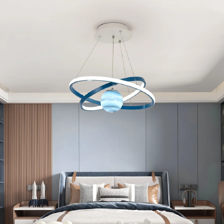 

Bedroom Pendant Light Modern Minimalist Children's Room Led Chandelier Planet Light Eye Protection Boy Girl Room Hanging Light