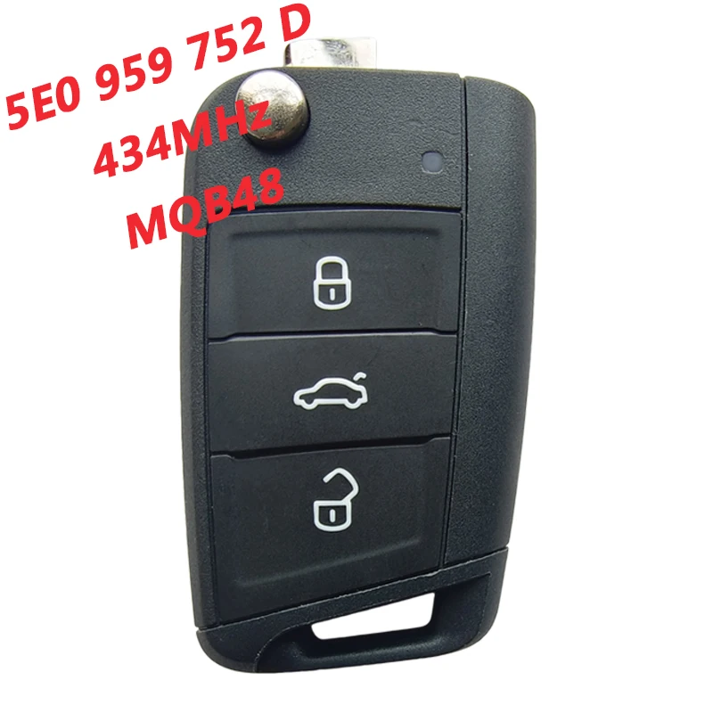 AK001110 PN 5E0 959 752 D для Skoda 3 кнопочный Выкидной дистанционный ключ без ключа 434 МГц чип