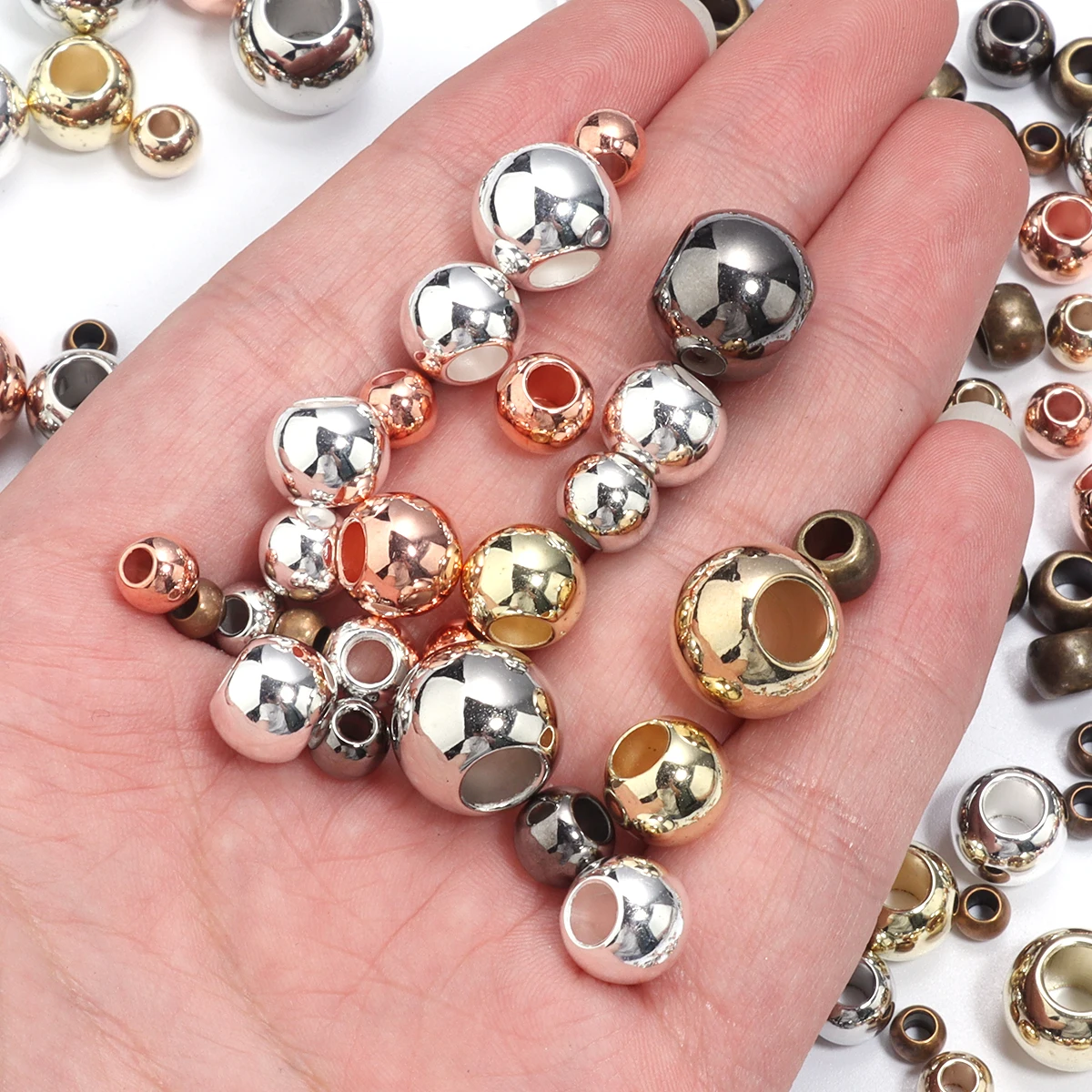 Круглые бусины с большим отверстием для ювелирных изделий 4-14 мм 20-200 шт.