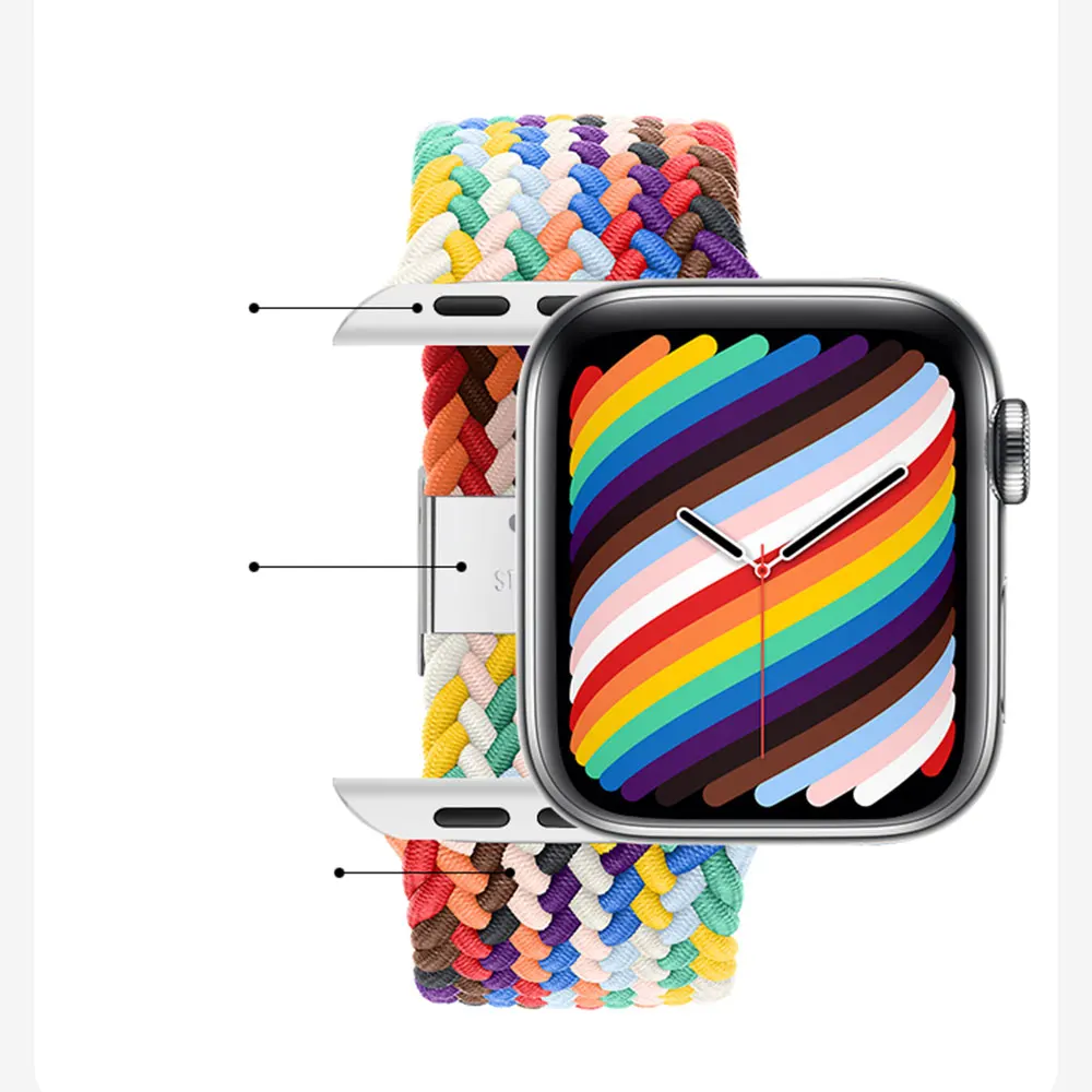 Braided Solo Loop For Apple watch ultra band 44mm 45mm 38-42-40-41-49mm Nylon Elastic bracelet iWatch serie 8 se 6 7 5 4 3 strap