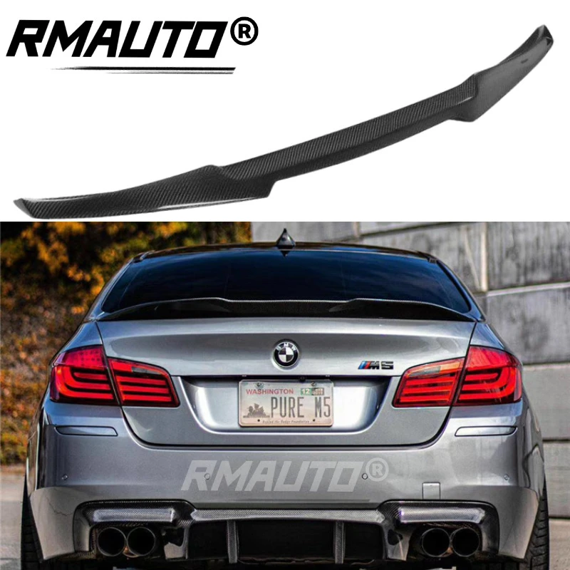 RMAUTO Carbon Fiber M4 Style Rear Trunk Spoiler Wing For BMW F10 F11 F18 5 Series M5 2011-2017 Rear Wing Spoiler Lip Car Styling
