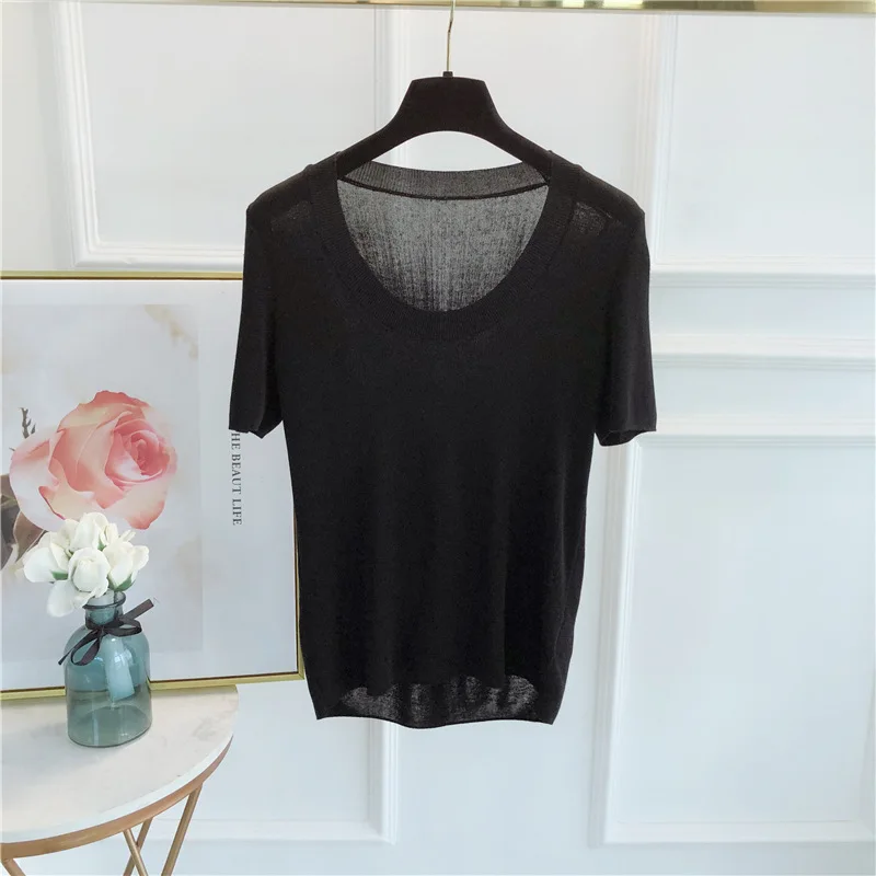 

Short-sleeved maternity knitted sweater women's T-shirt simple summer GRAY22