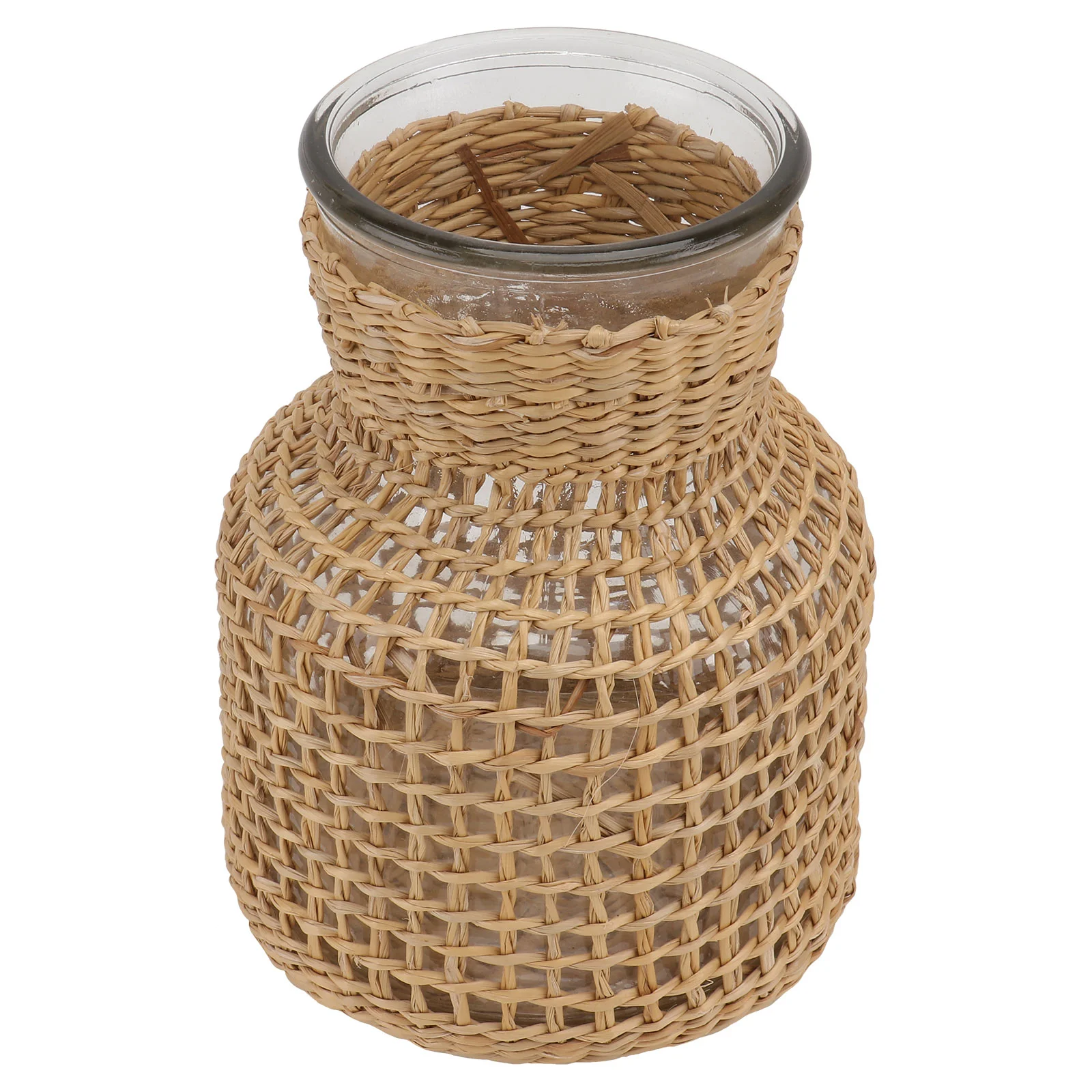 

Woven Vase Wedding Table Decor Hydroponic Planter Vintage Home Decor Straw Glass Bottle Flower Basket Wicker Vase
