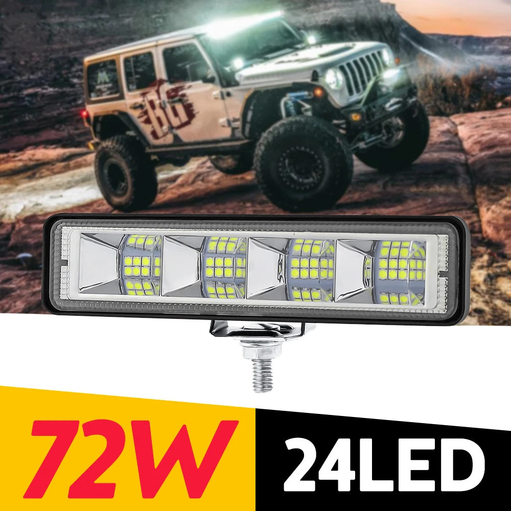 

2Pcs 72W Car Work Light LED Bar 4x4 24 LED Worklight Bar Offroad SUV ATV Tractor Boat Trucks Excavator 12-60V led Combo Beam