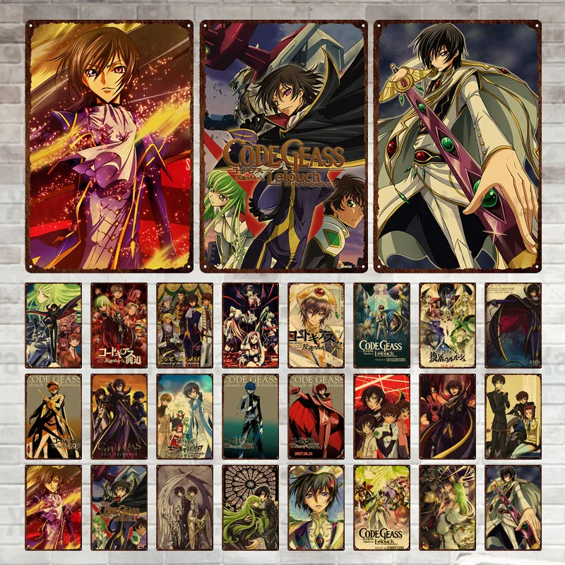 

Retro Metal Tin Sign Code Geass Lelouch of The Rebellion Vintage Plaque Iron Painting Home Decor Man Cave Club Bar Kids Room