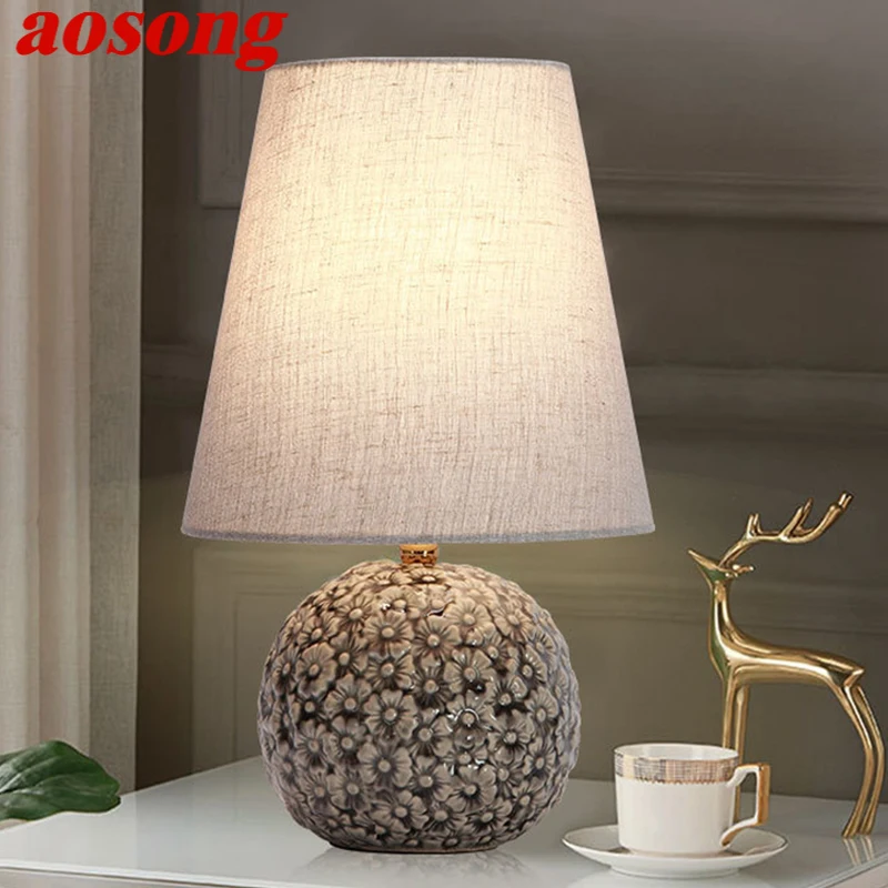 

AOSONG Contemporary Table Lamp LED Creative Ceramics Dimmer Desk Light For Home Living Room Bedroom Bedside Decor