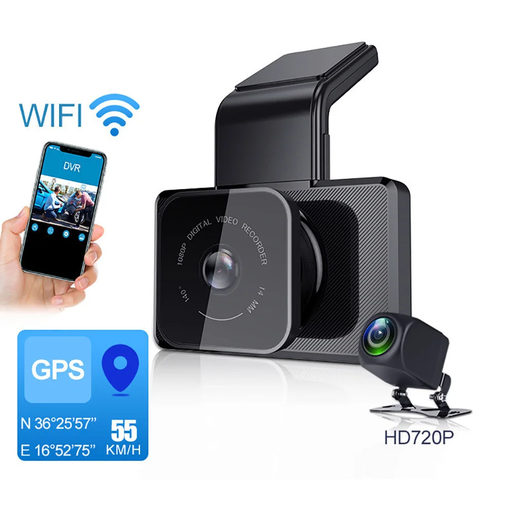 

3,0 дюймовый автомобильный видеорегистратор, камера с Wi-Fi, GPS, 1080P, FHD экран, видеорегистратор ночного видения 24 часа, монитор парковки, камера з...