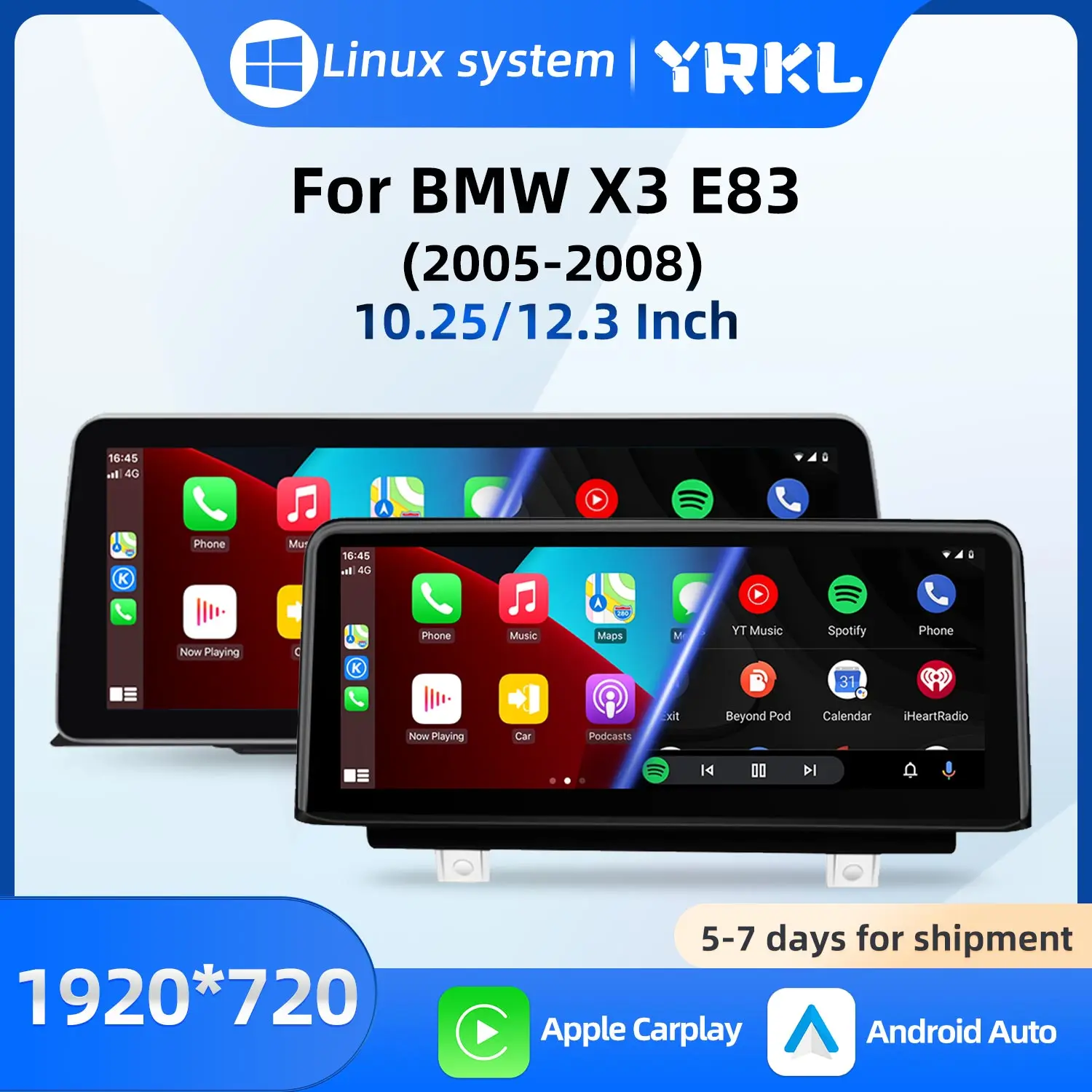 Фото Мультимедийный проигрыватель с сенсорным экраном для BMW X3 E83 2005-2008, поддержка беспроводного CarPlay и Android Auto, видеодисплей, стереосистема, монитор. №1