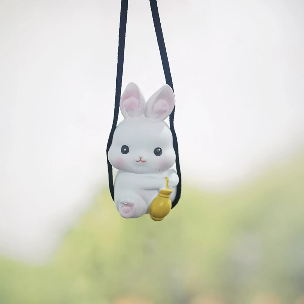 

Симпатичный подвесной Кролик для автомобиля, модель, милый Декор для автомобиля, качели, животное, подвеска из смолы, подарок, аксессуары дл...