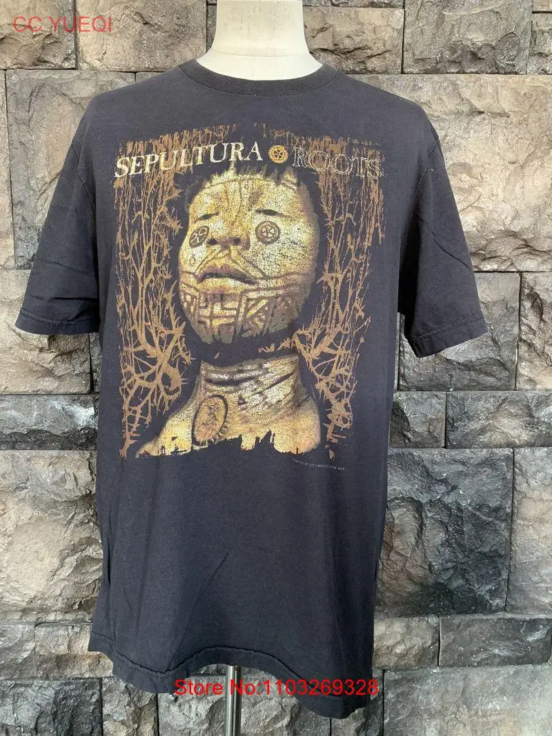 Винтажная хлопчатобумажная футболка Sepultura с принтом в виде корней модель KH5357