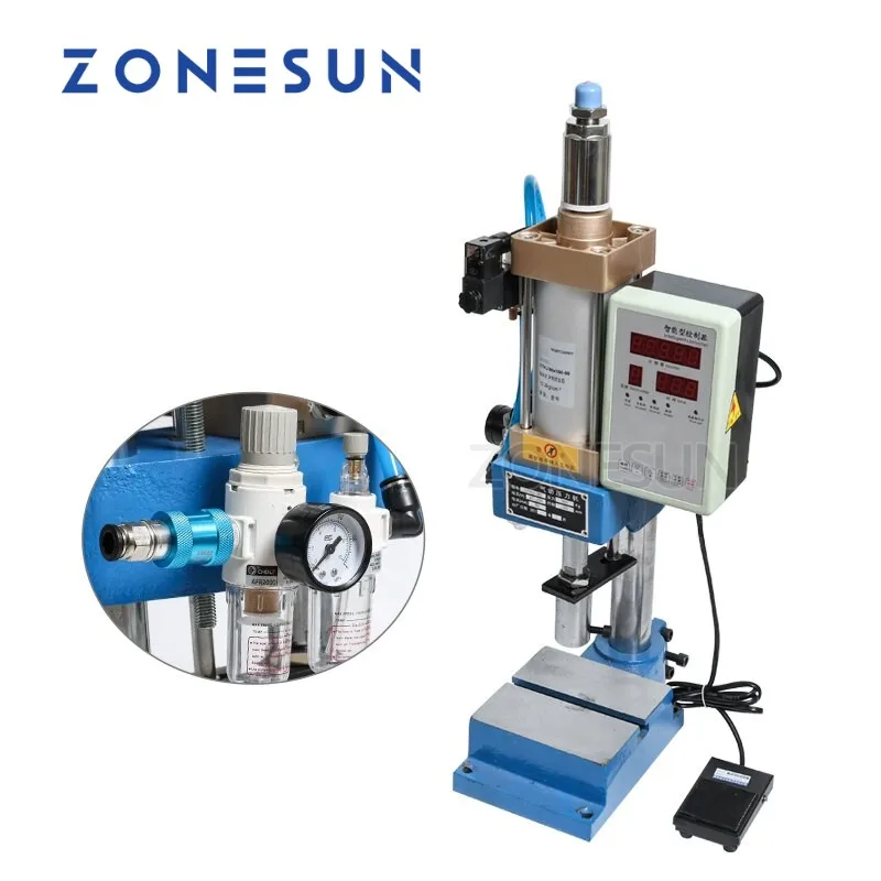 

ZONESUN Automatic pnuematice press punching printing machine logo letter stamps print cutting die emboss press force adjustable