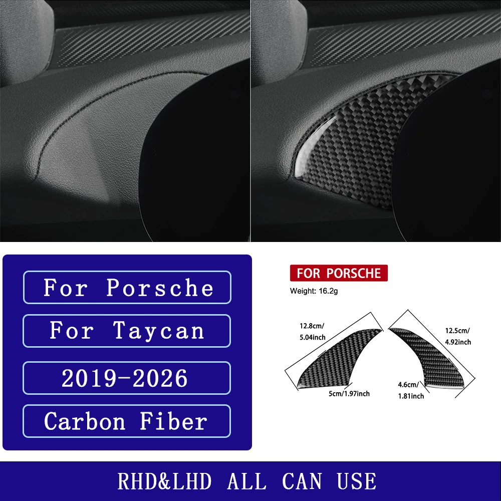 Фото Для Porsche Taycan 2019-2026: Декоративные наклейки из углеродного волокна для приборной панели и боковой панели спидометра, аксессуары для интерьера автомобиля №5
