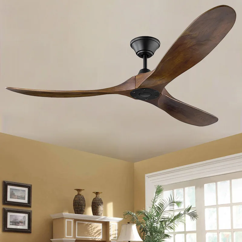 

52 60 70 inch DC ceiling fan industrial vintage wooden ventilator with no light Remete control decorative blower wood retro fans