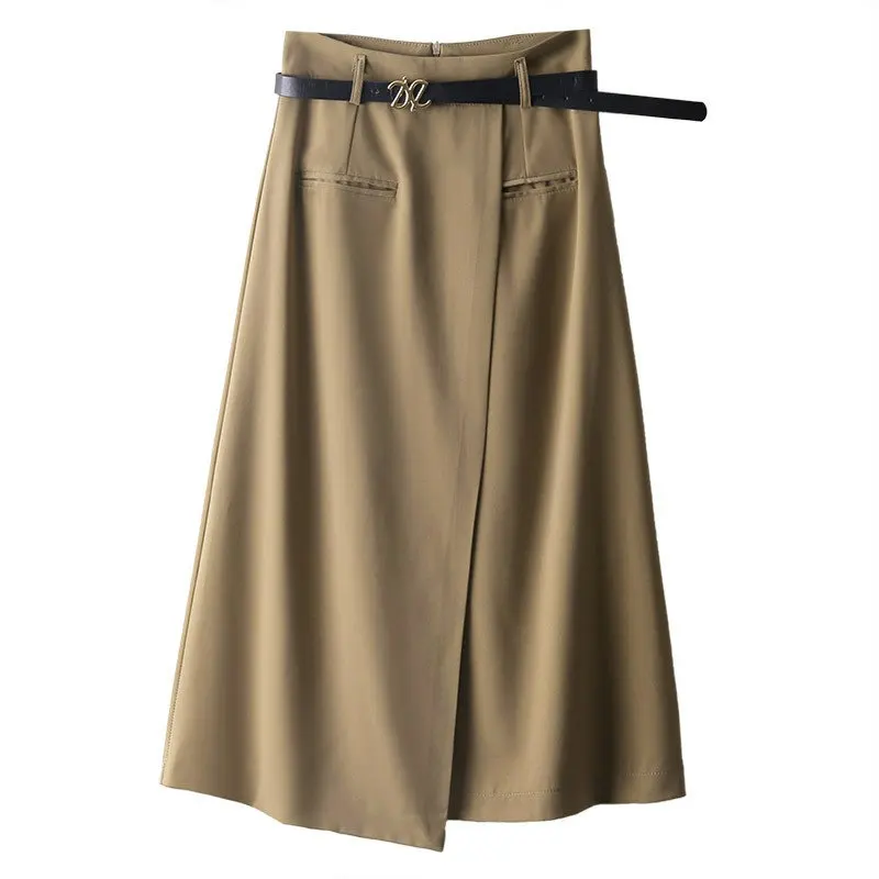 

Женская Офисная Юбка-миди, элегантная повседневная трапециевидная Асимметричная Милая юбка в Корейском стиле, для весны и осени, Прямая поставка