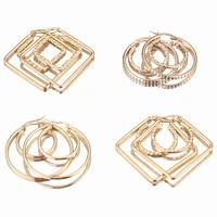 2pcs gold geometric stainless steel big hoop earrings circle triangle earring for women fashion punk jewelry findings