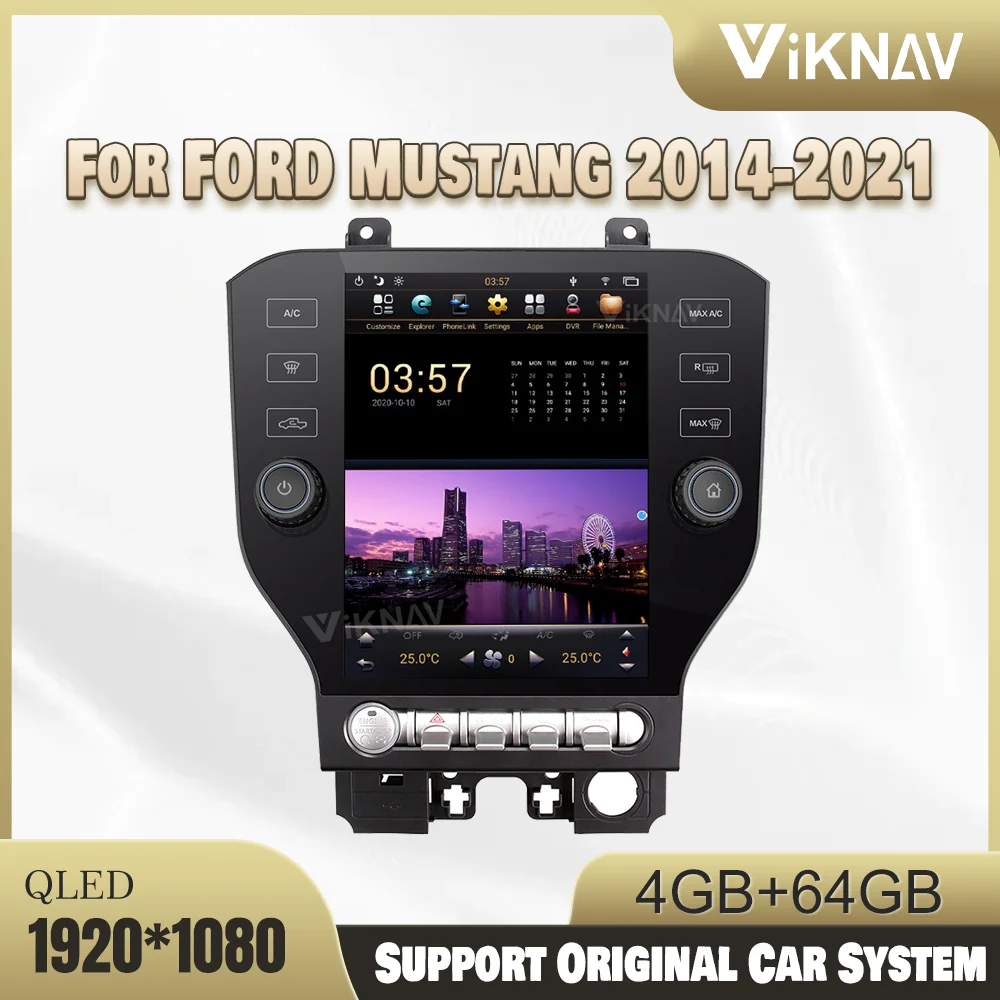 

Автомобильное радио 10,5 дюйма для FORD Mustang 2014 -2021, навигация GPS, камера заднего вида, Android 1080P HD, вид сзади